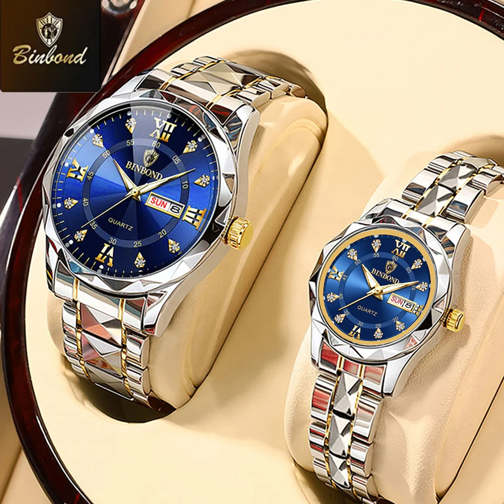 Mens Fashion Blog - BINBOND 2pcs/Set Couple Watches Fashion Diamond