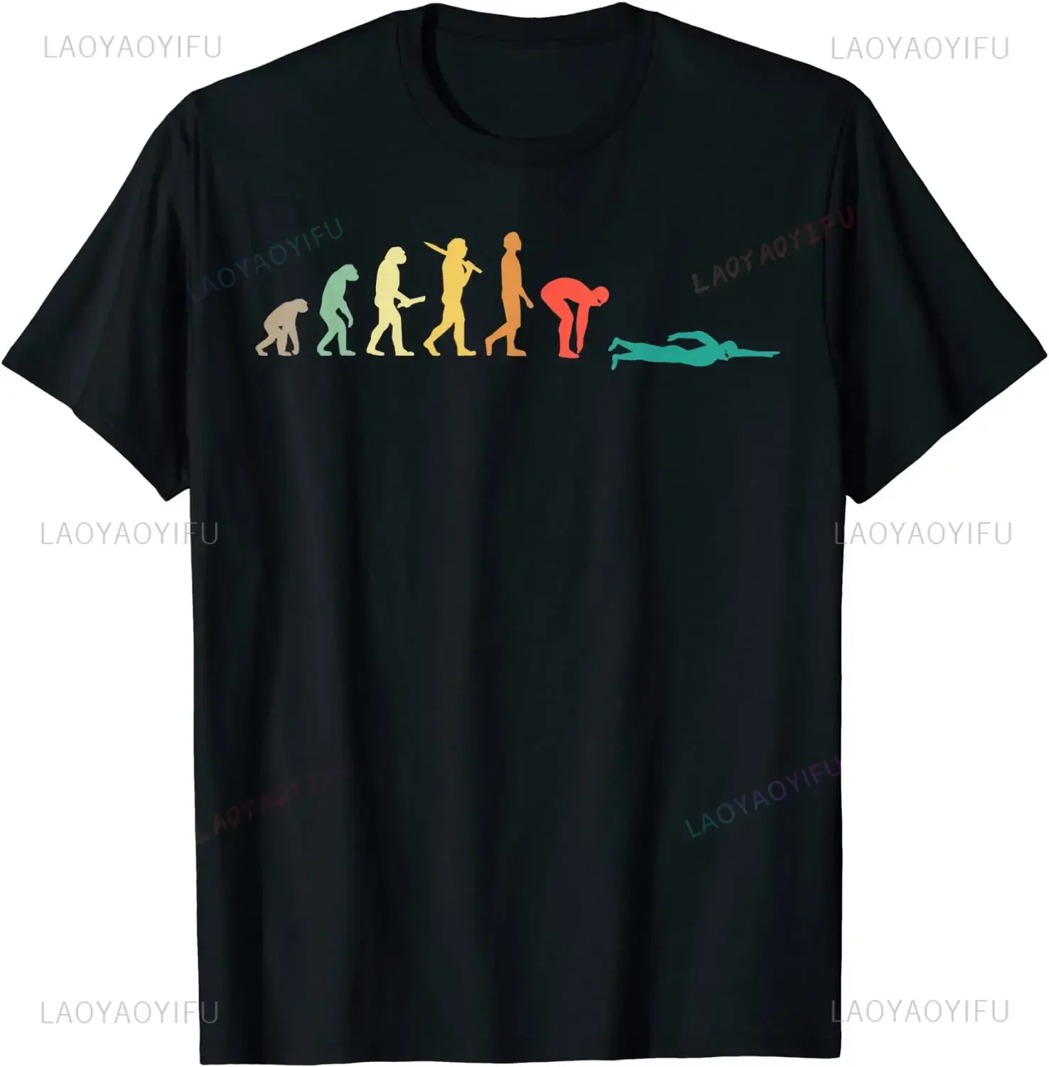 Men'S Fashion Evolution - Retro Graphic Swimming Evolution Gift for