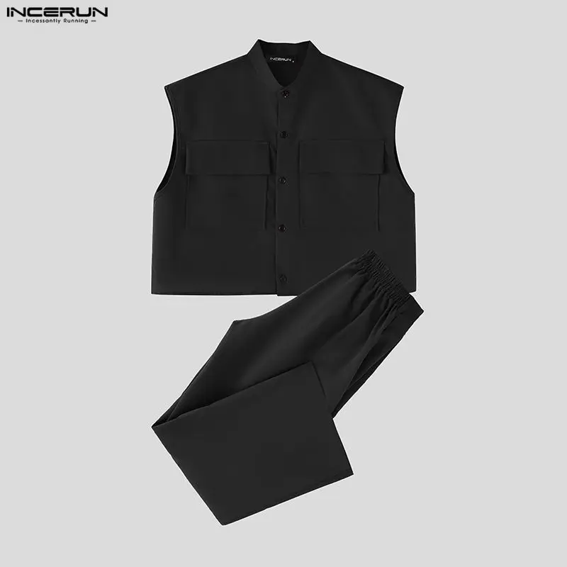 INCERUN Men Sets Solid Sleevel - Men'S Spring Fashion review and price