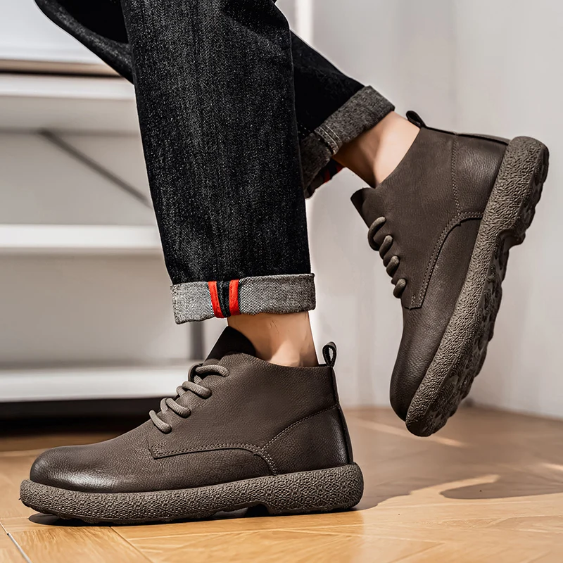 Men Ankle Boots Brown Short Bo - Men'S Fashion For 45 Years Old review and price