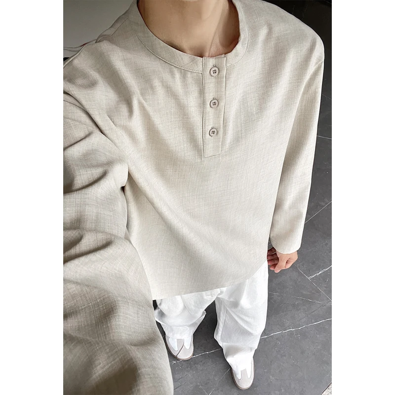 Mens Casual Faux Linen Henley  - Mens Fashion Casual review and price