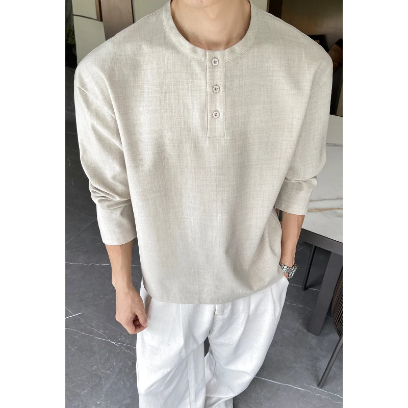 Mens Casual Faux Linen Henley  - Mens Fashion Casual review and price