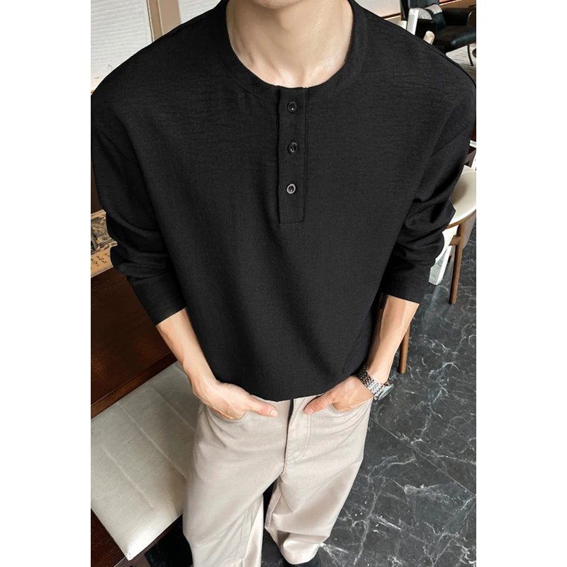 Mens Casual Faux Linen Henley  - Mens Fashion Casual review and price