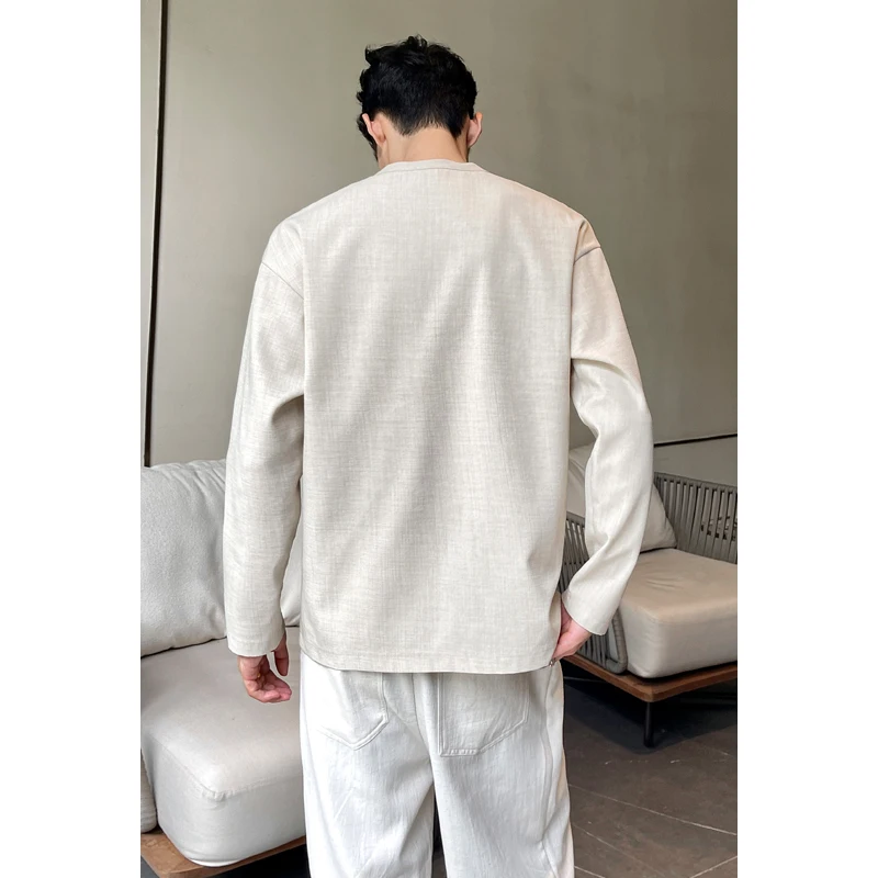 Mens Casual Faux Linen Henley  - Mens Fashion Casual review and price