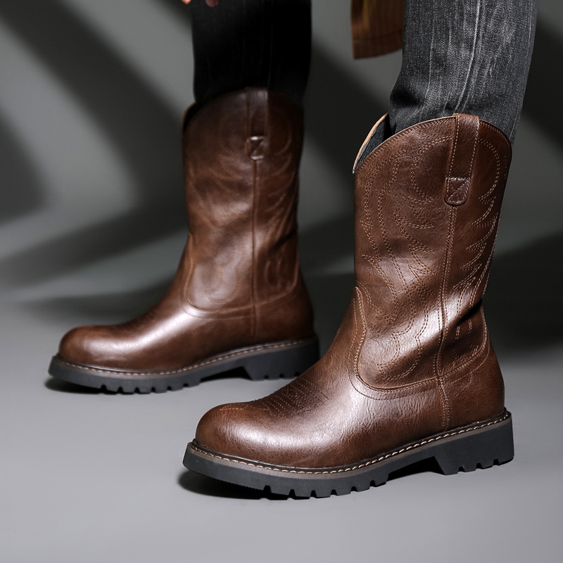 Fashion Mens Cowboy Boots New  - Men Fashion Vintage review and price