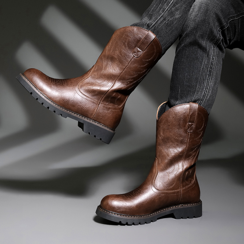 Fashion Mens Cowboy Boots New  - Men Fashion Vintage review and price