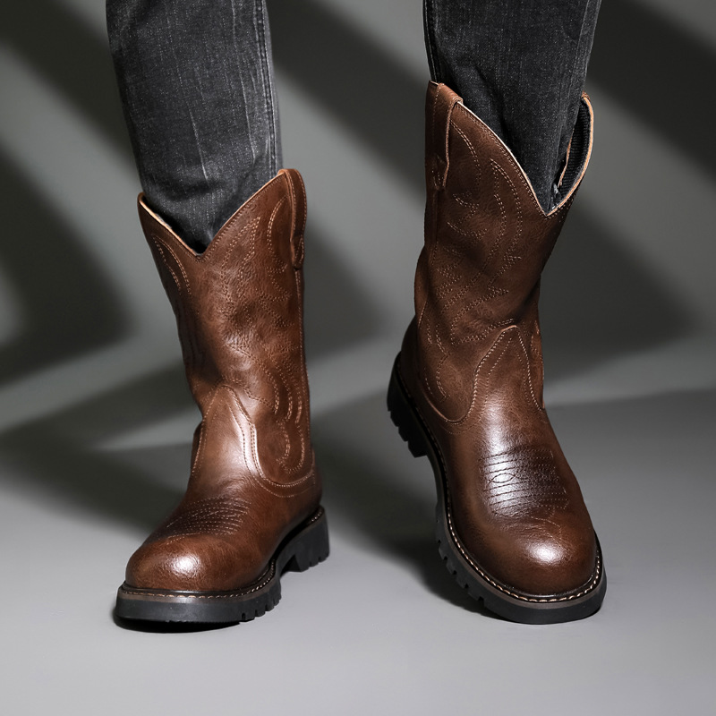 Fashion Mens Cowboy Boots New  - Men Fashion Vintage review and price