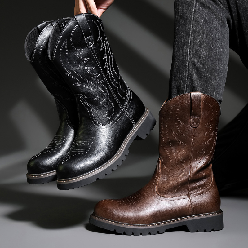 Fashion Mens Cowboy Boots New  - Men Fashion Vintage review and price