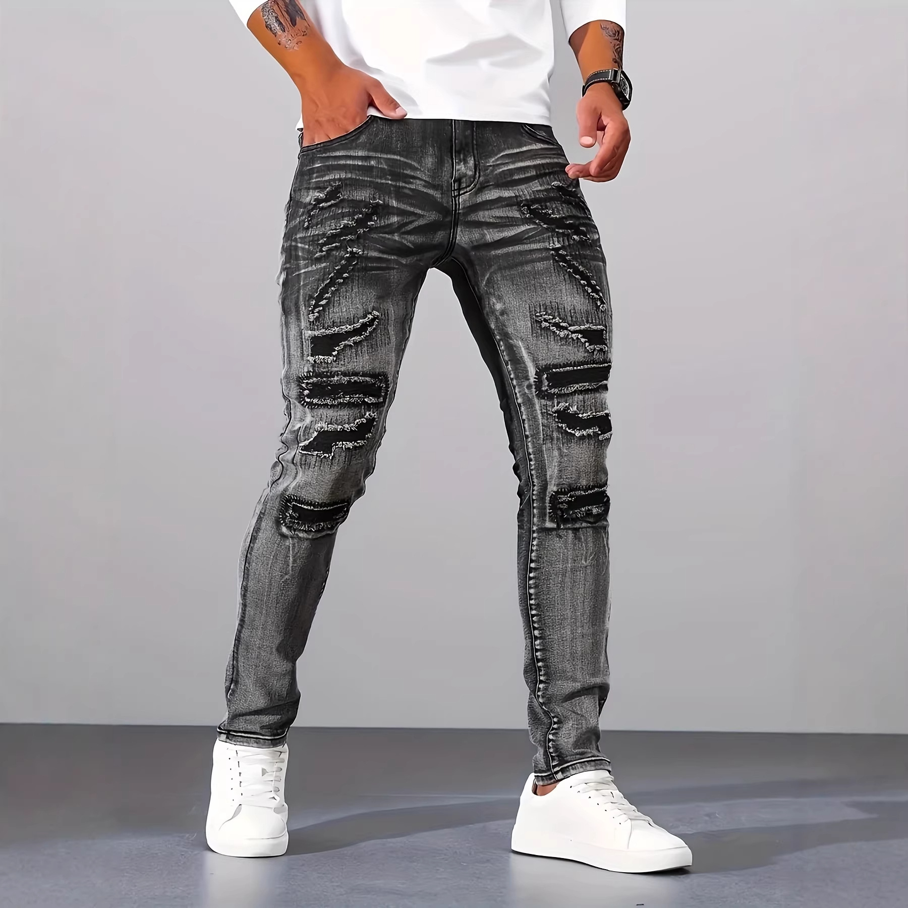 Men Grey Slim Simple Casual Da - Men'S Fashion Grey Jeans review and price