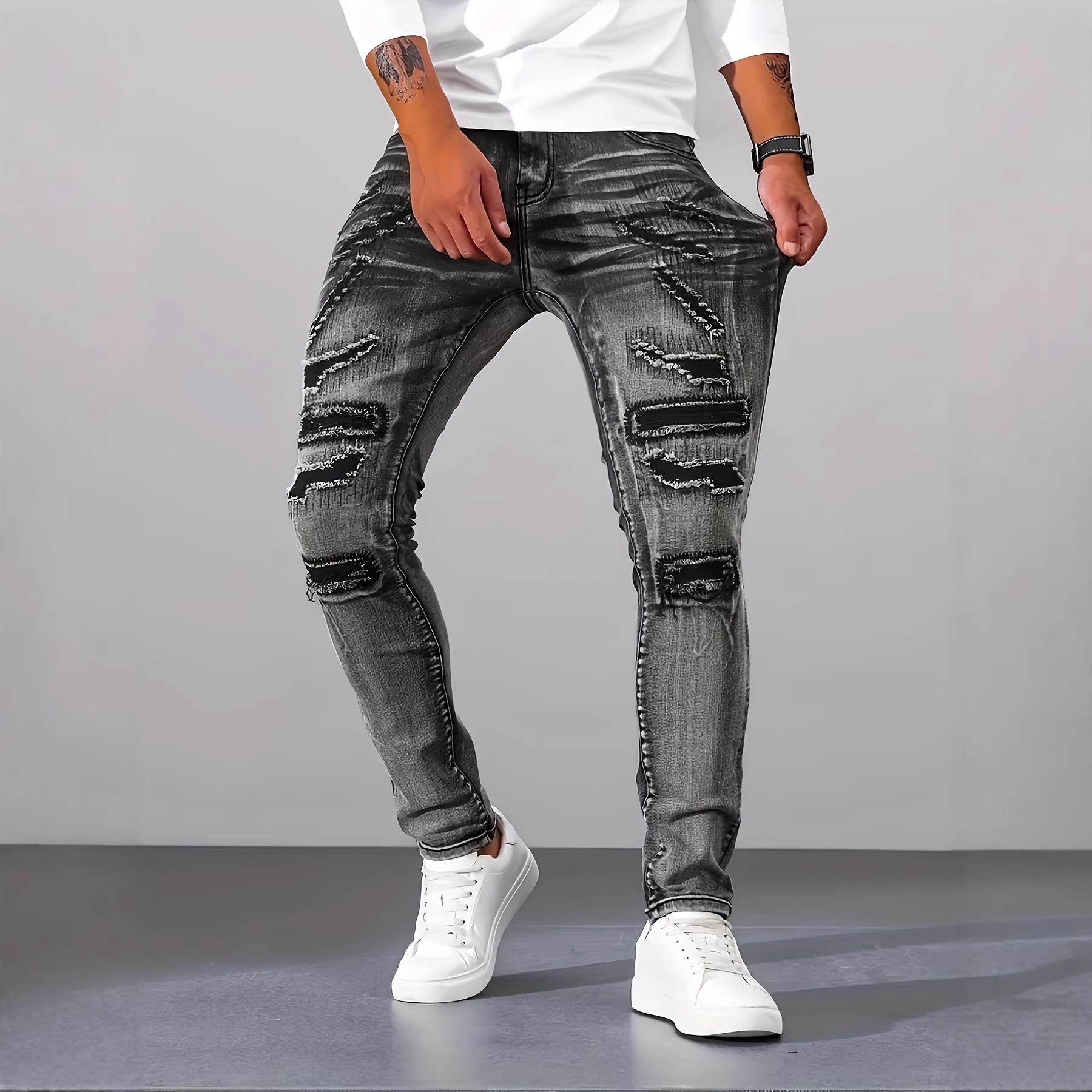 Men Grey Slim Simple Casual Da - Men'S Fashion Grey Jeans review and price