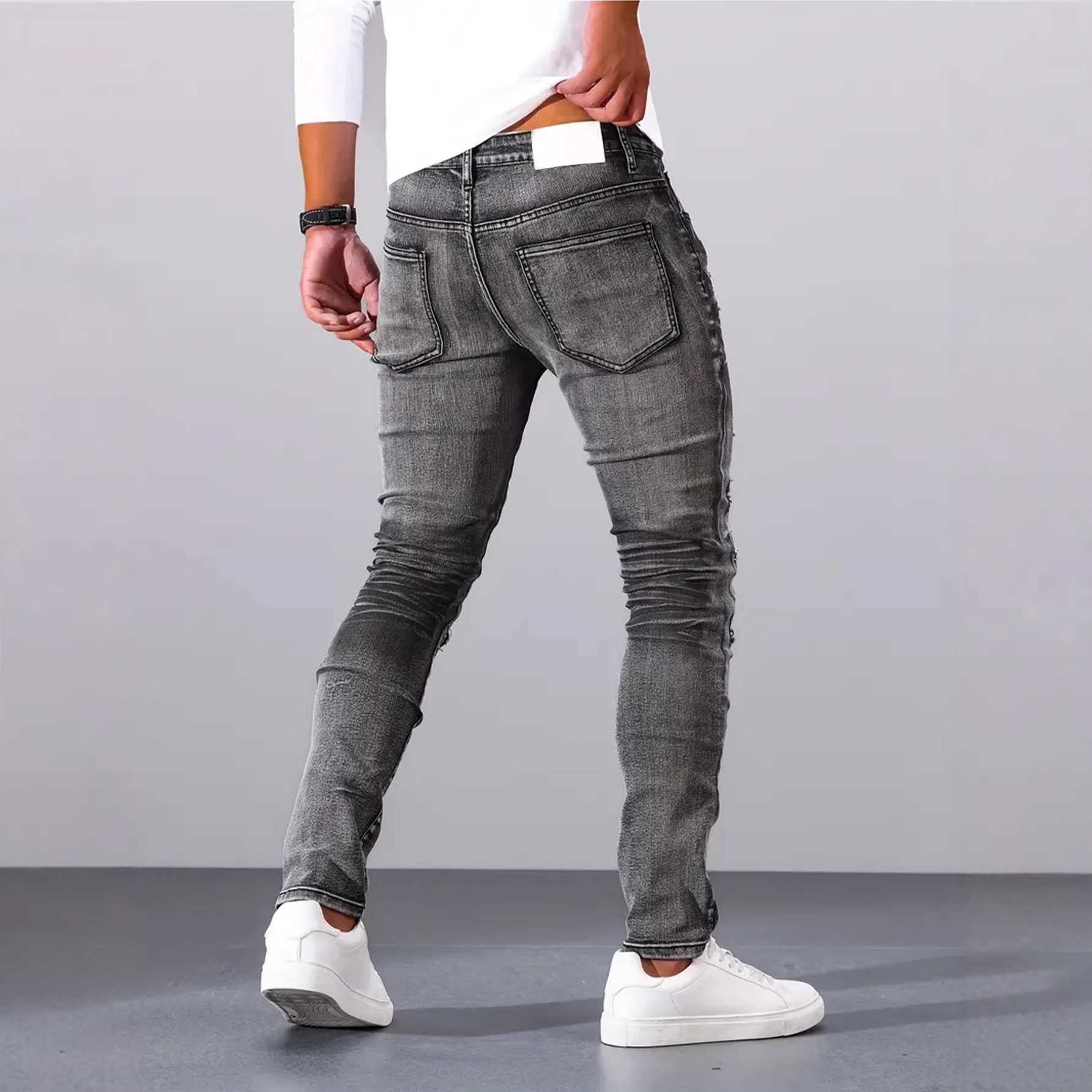 Men Grey Slim Simple Casual Da - Men'S Fashion Grey Jeans review and price