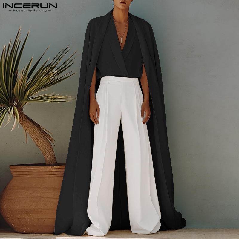 INCERUN Men Long Style Shirt S - Mens Fashion Poncho review and price