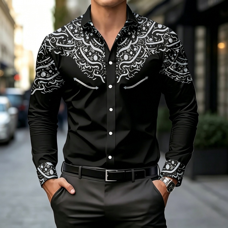 Black and White Contrast Print - Mens Fashion Casual review and price