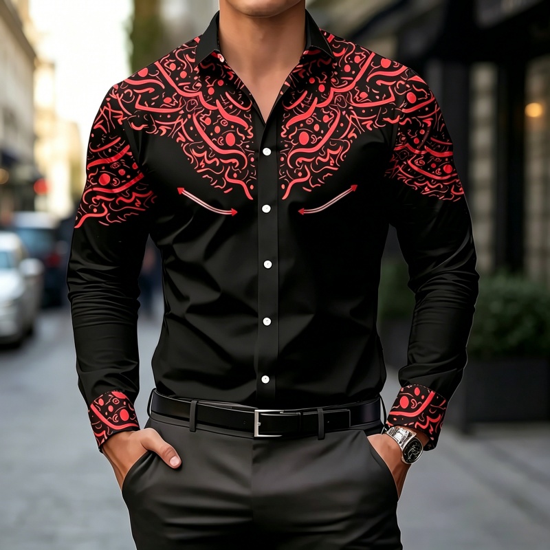 Black and White Contrast Print - Mens Fashion Casual review and price