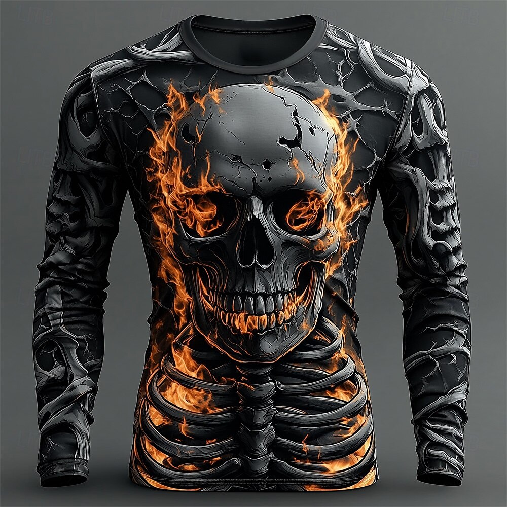 Men's 3D Flame Skull Pattern T - Men'S Spring Fashion review and price