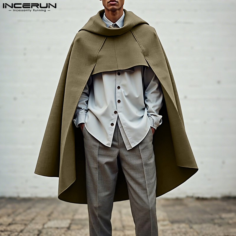 INCERUN Men Cloak Cape Solid C - Mens Fashion Poncho review and price