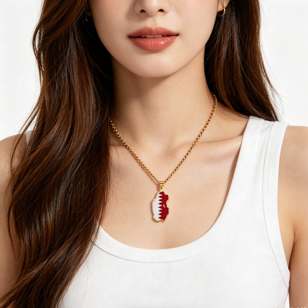 Drip Oil Qatar Map Necklace Fo - Men'S Fashion Qatar review and price